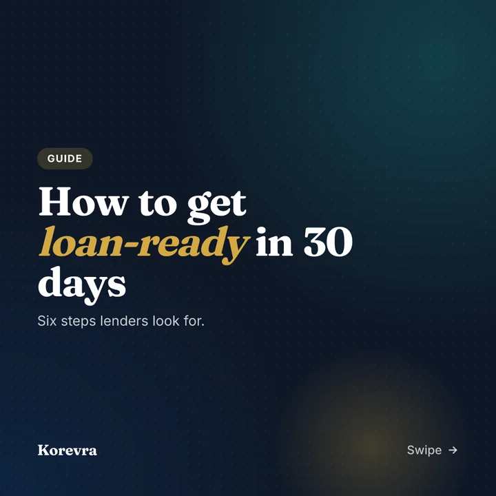 Carousel cover reading: How to get loan-ready in 30 days.