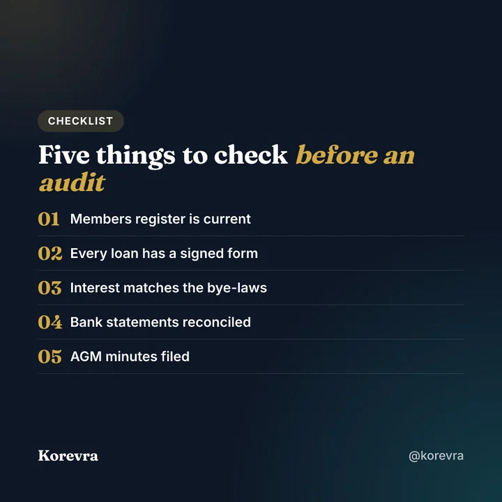 Example square creative: a checklist titled Five things to check before an audit.