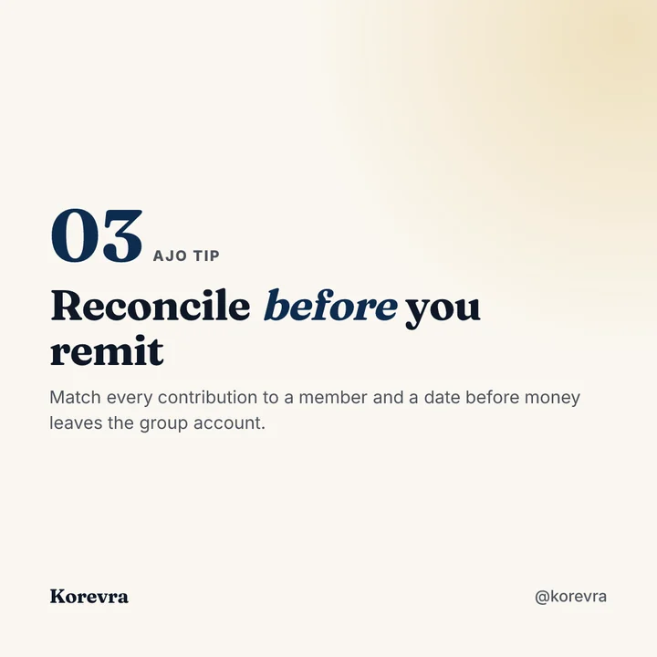 Example square creative: tip 03, Reconcile before you remit.